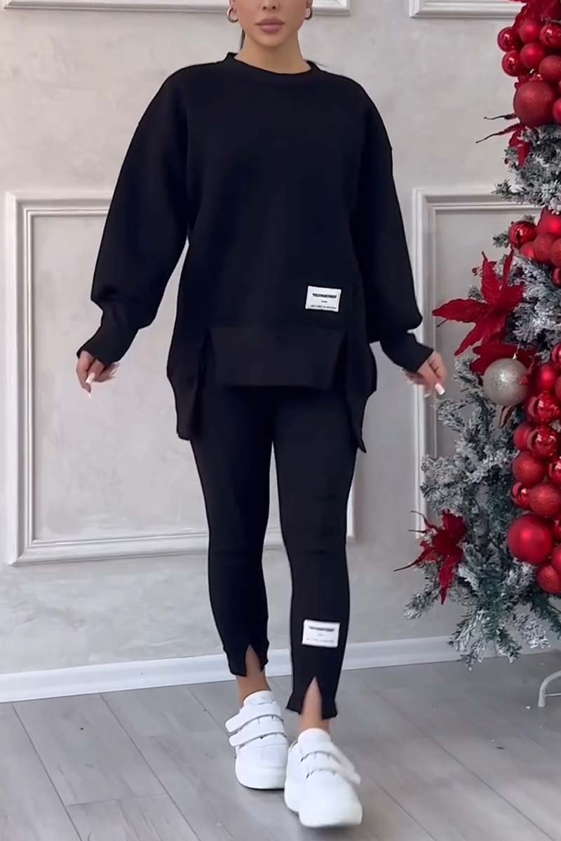 BellaGlow - Elegant sweatshirt and leggings set | Slits at the hem | Comfortable &amp; stylish | Women's sports &amp; leisure outfit