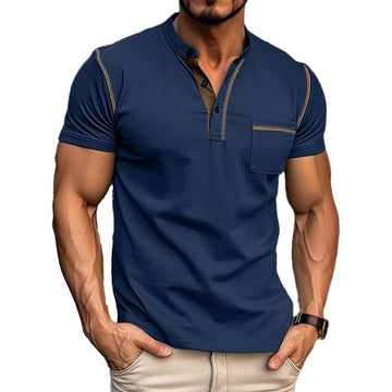Henley Polo Herren T-Shirt mit Farbakzent | Kurzarm & Stilvoll