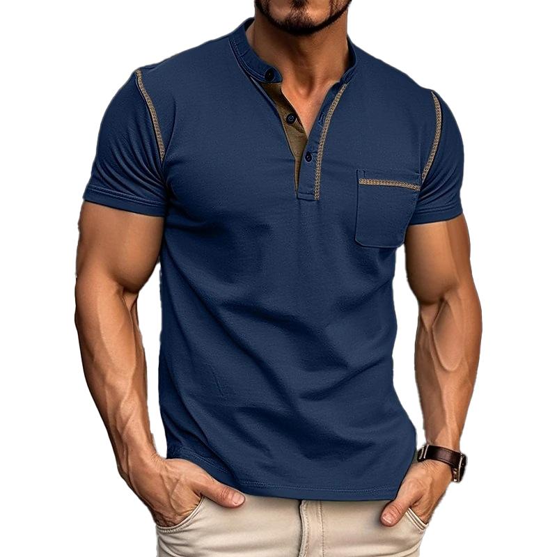 Henley Polo Herren T-Shirt mit Farbakzent | Kurzarm & Stilvoll