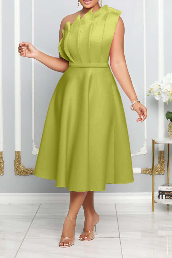 Robe évasée romantique à une épaule FloraBloom | Design élégant | Parfait pour les occasions spéciales