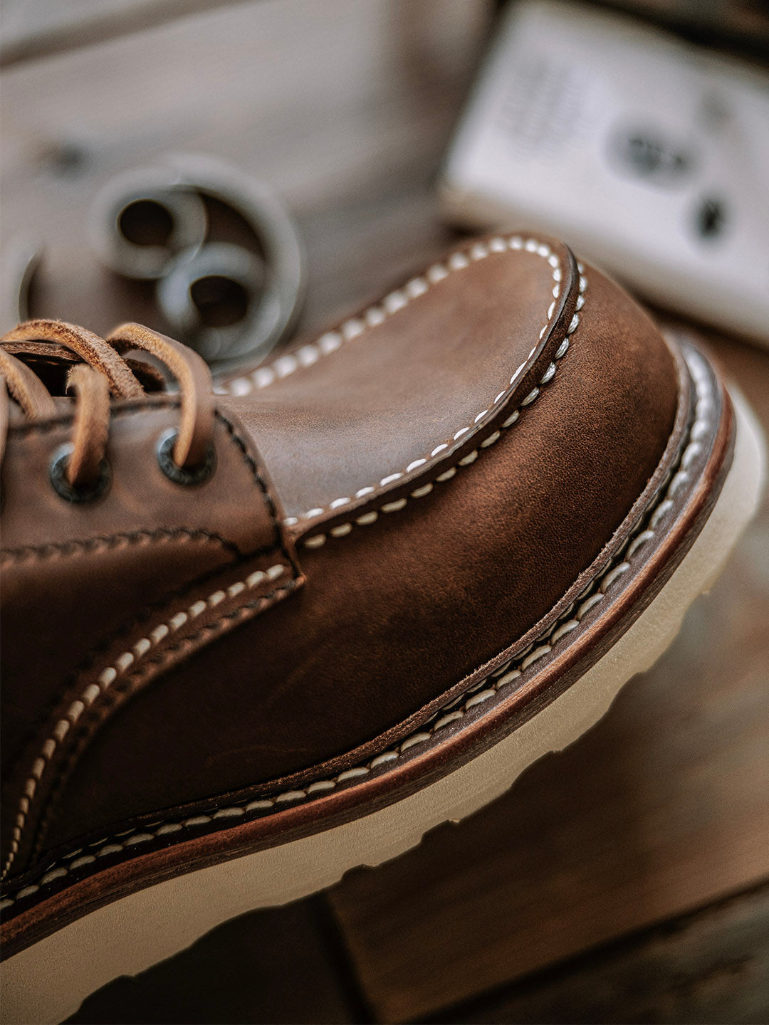 Delyria full-grain leather work boots | Robust moc toe boots for every challenge