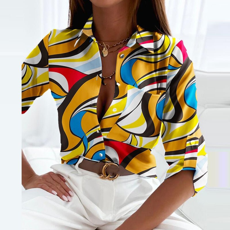 Chemisier femme AvaBliss avec col rabattu | Tissu léger | Design élégant | Idéal pour le bureau et les loisirs