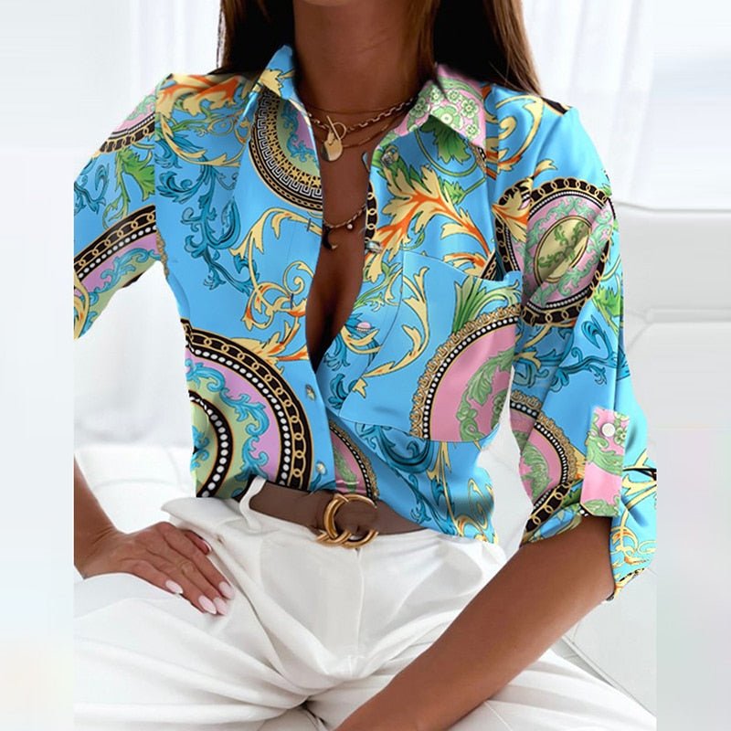 Chemisier femme AvaBliss avec col rabattu | Tissu léger | Design élégant | Idéal pour le bureau et les loisirs