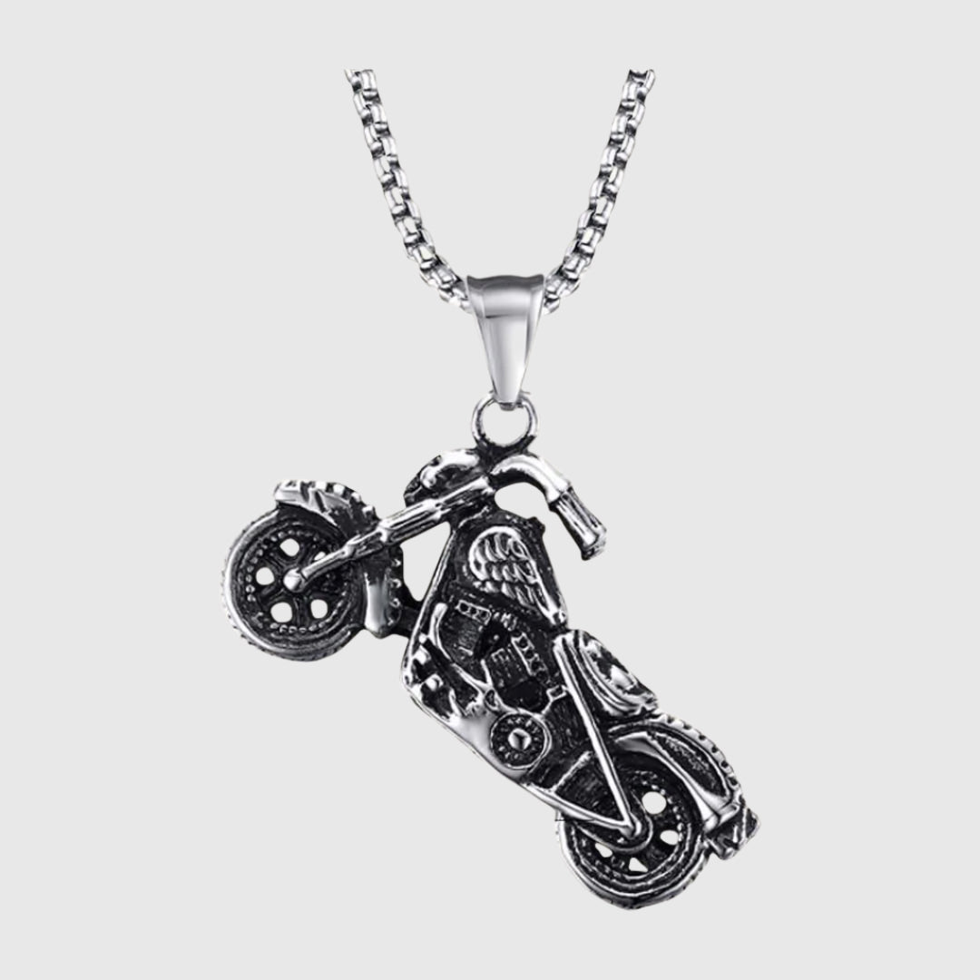 Collier Dundrod | Collier | Chaîne en métal frappante avec pendentif moto