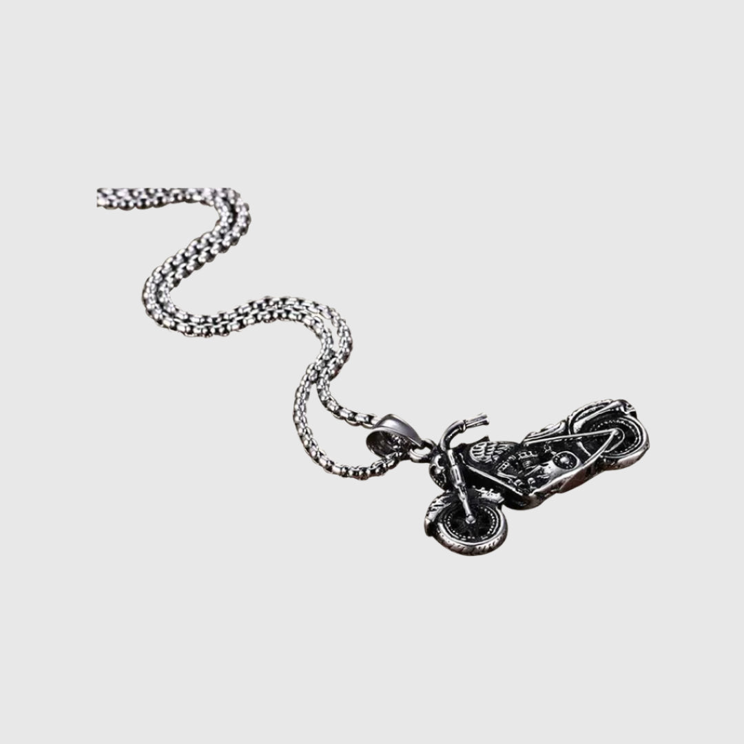Collier Dundrod | Collier | Chaîne en métal frappante avec pendentif moto